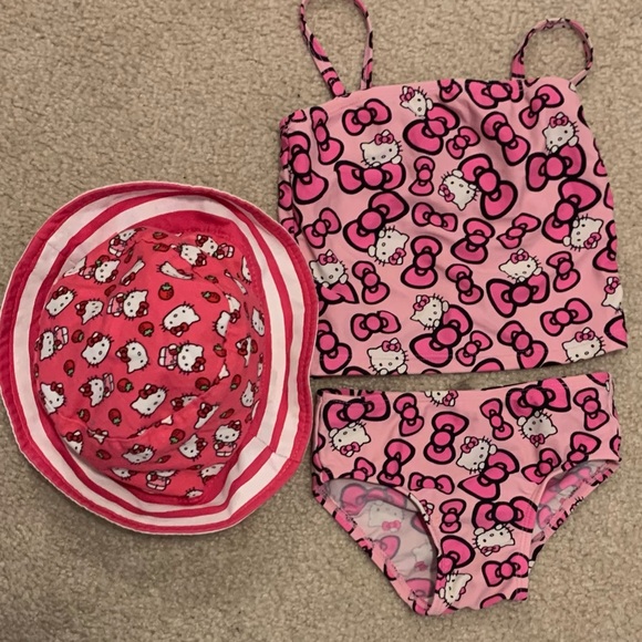 Sanrio Hello Kitty Swimsuit Tankini & Sunhat 2T - Picture 12 of 12